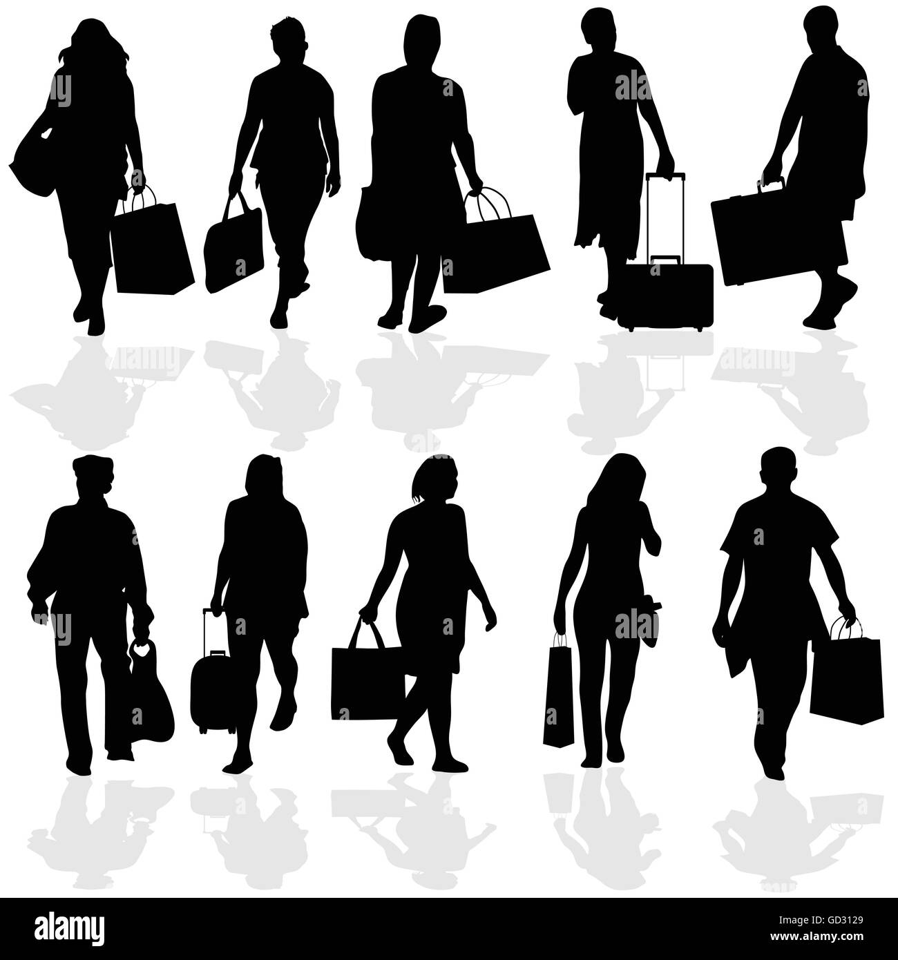 women and men travelers vector illustration Stock Vector