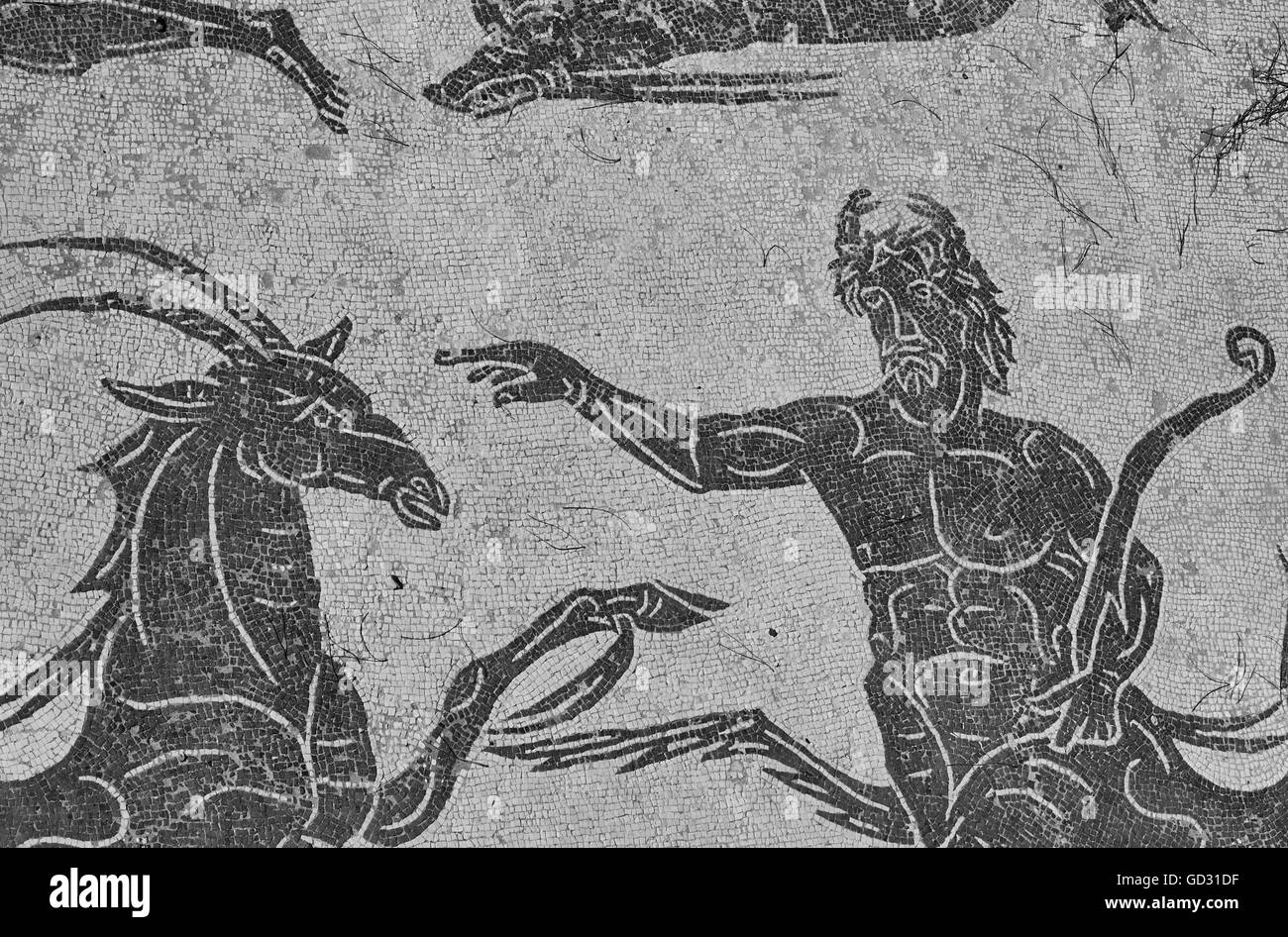 Mosaics at ruins of ancient Roman port of Ostia Antica Lazio Italy Europe Stock Photo