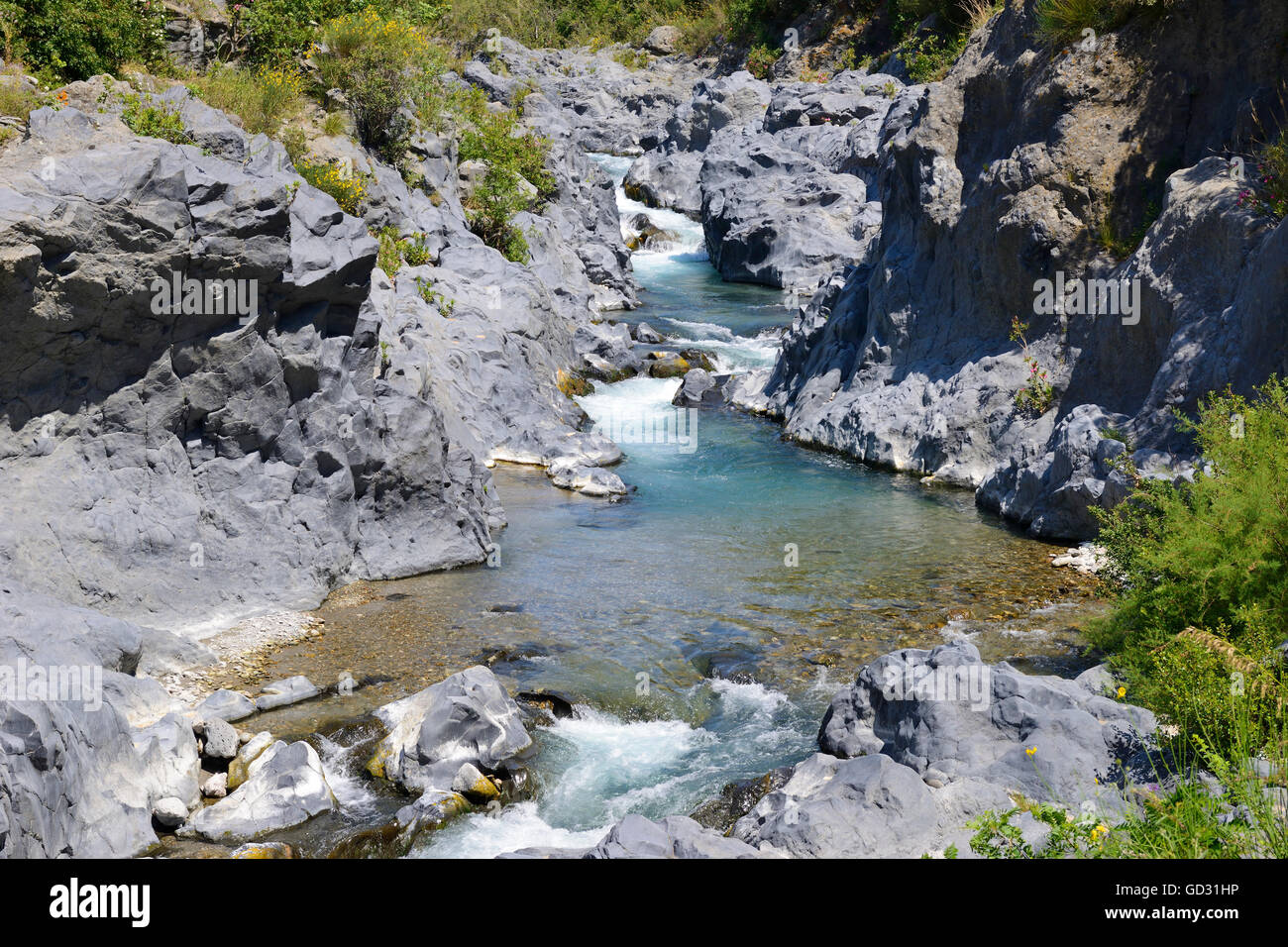 Alcantara Gorge (Gole Alcantara), Sicily, Italy Stock Photo