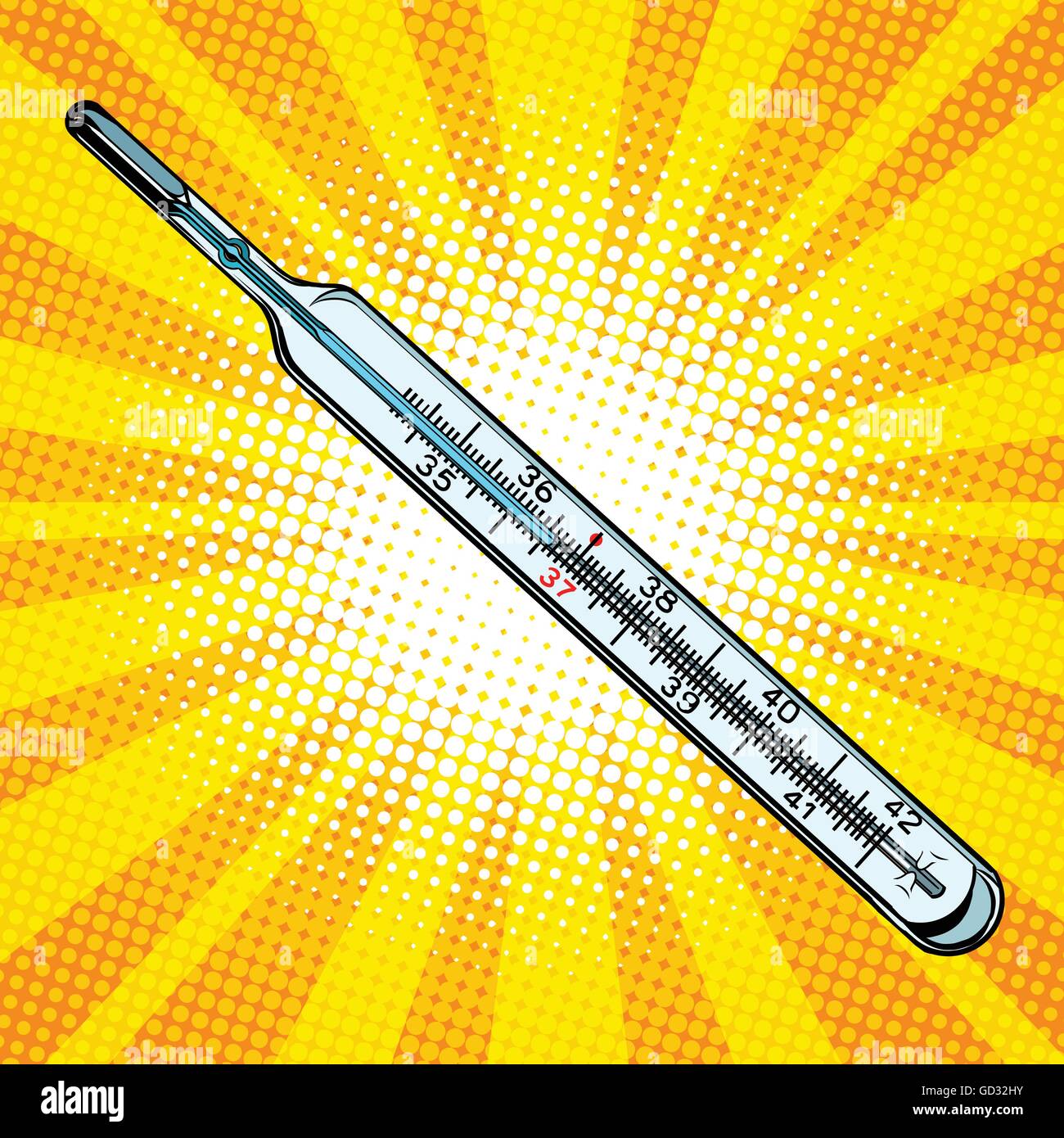 Mercury glass medical thermometer temperature 36.6 Stock Vector Image