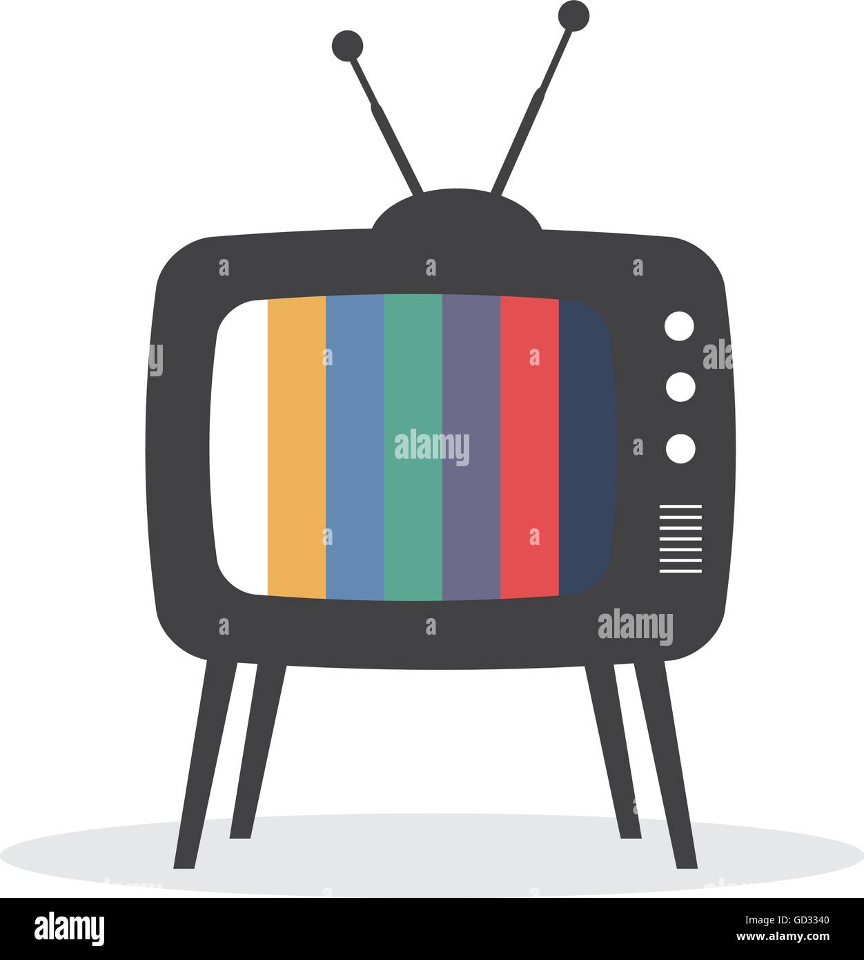 vector illustration of a retro TV isolated on white background Stock ...