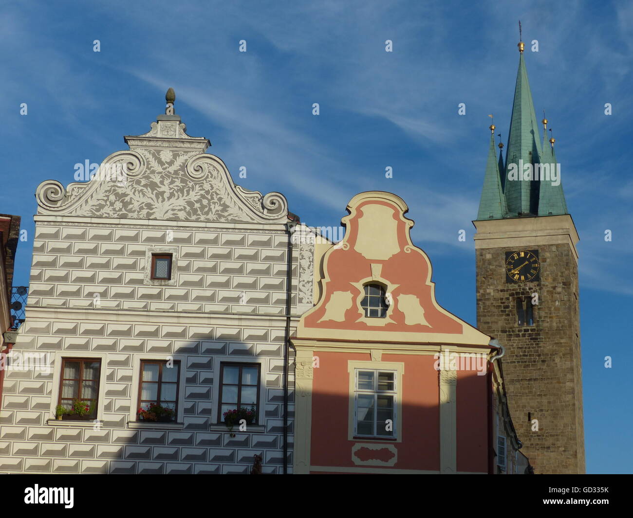 Baroque house Telc, UNESCO World Heritage Site, Moravia, Czech Republic, Baroque architecture, Gothic architecture, period Stock Photo