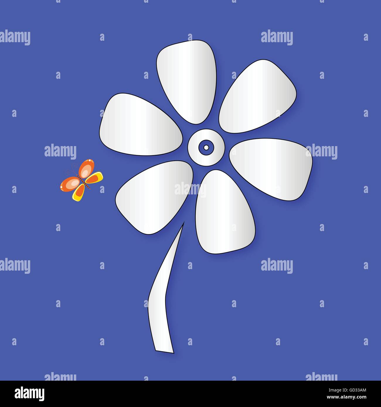 flower and butterfly color vector illustration Stock Vector Image & Art ...