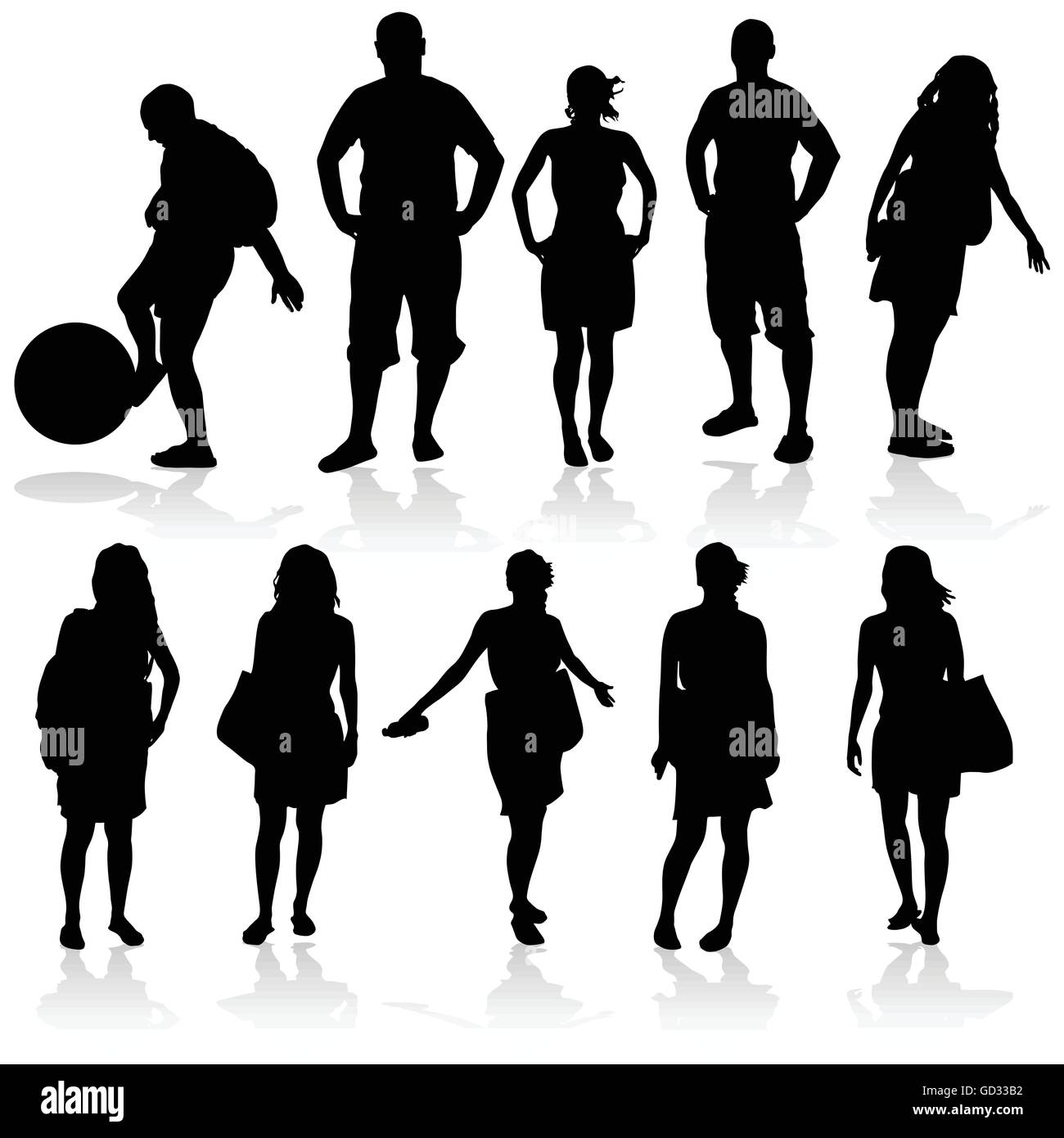 girl and man vector silhouette illustration Stock Vector Image & Art ...