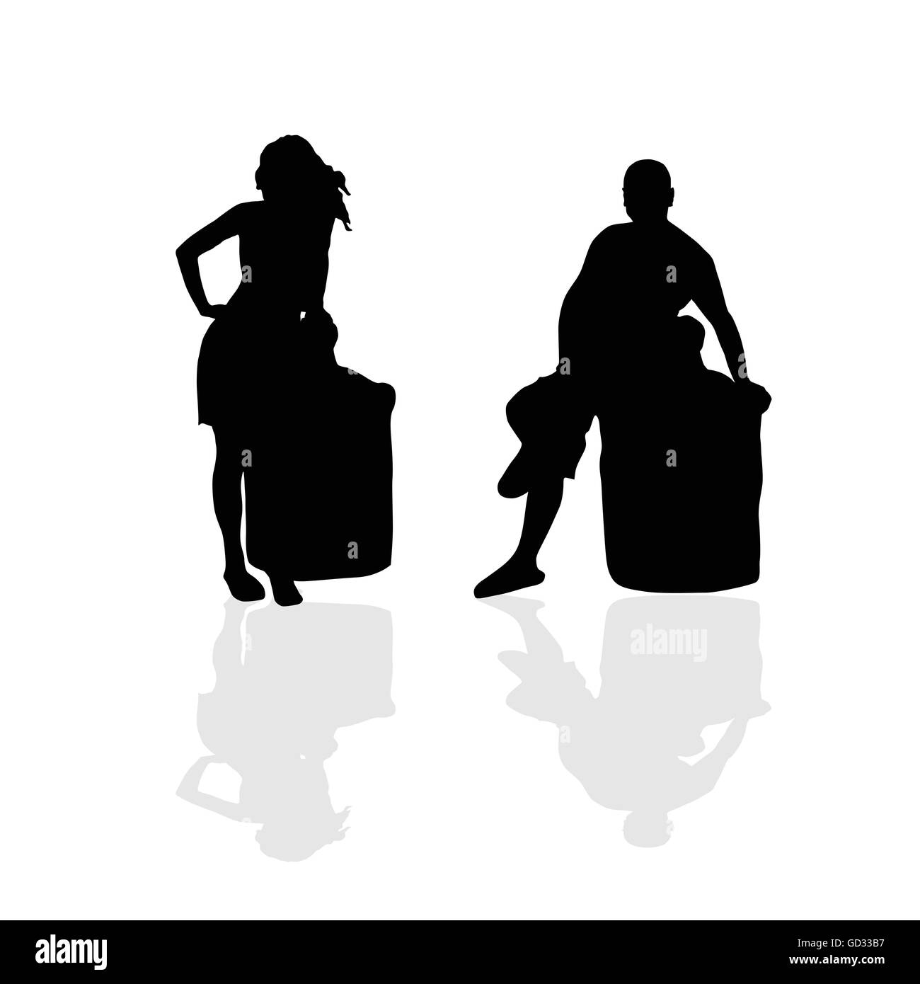 girl and man vector silhouette illustration part two Stock Vector Image ...