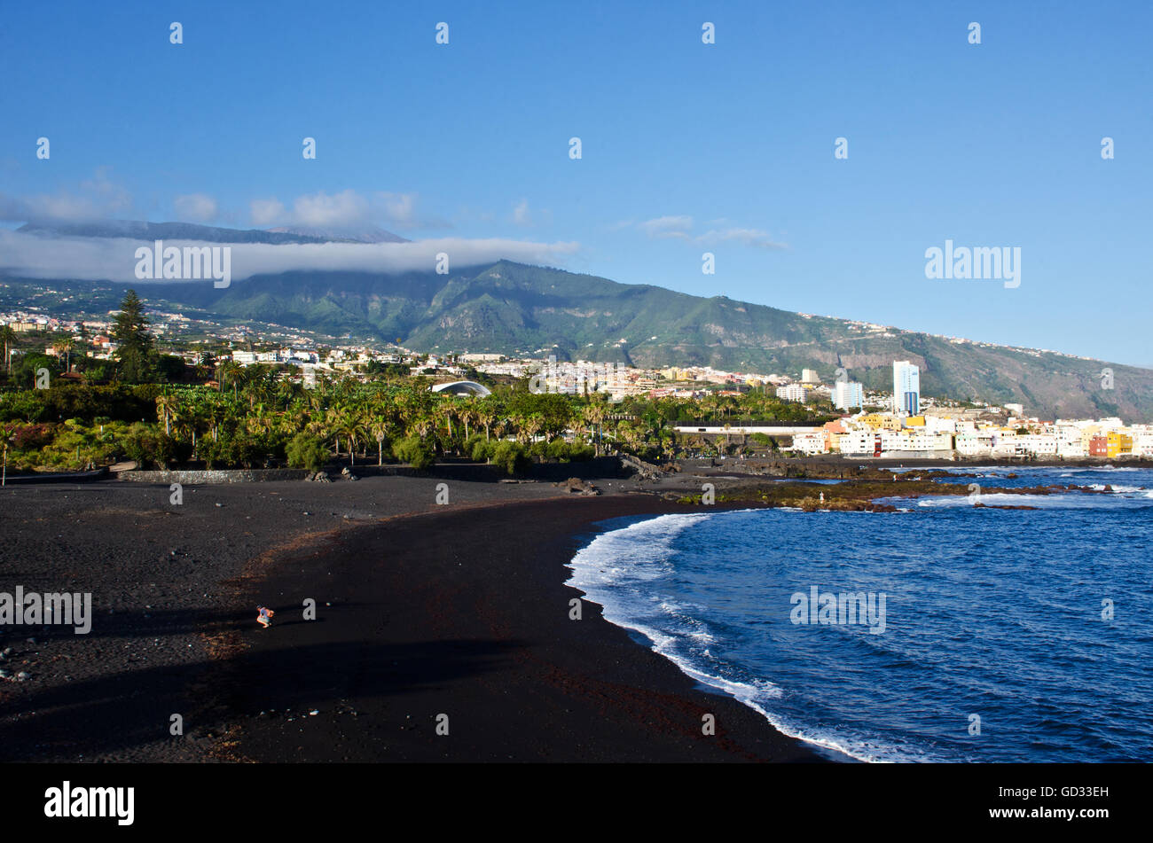 Puerto de la Cruz, Playa Jardin beach, island Teneriffe, Canary Islands, Spain Stock Photo