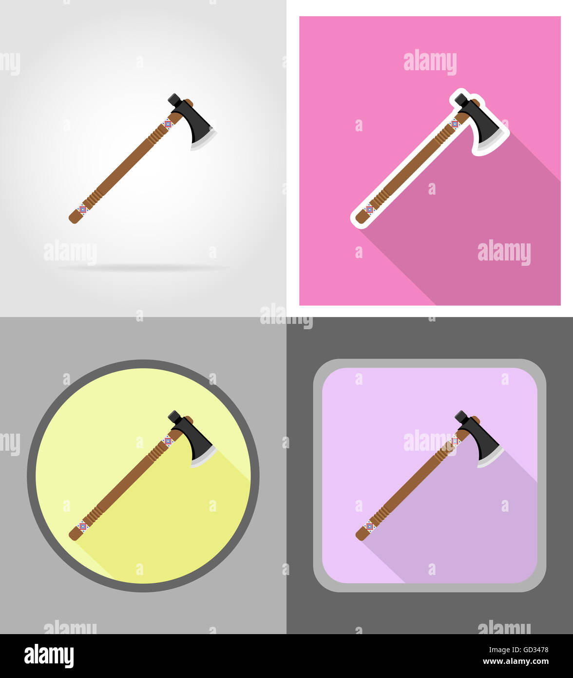 tomahawk wild west flat icons illustration isolated on background Stock ...