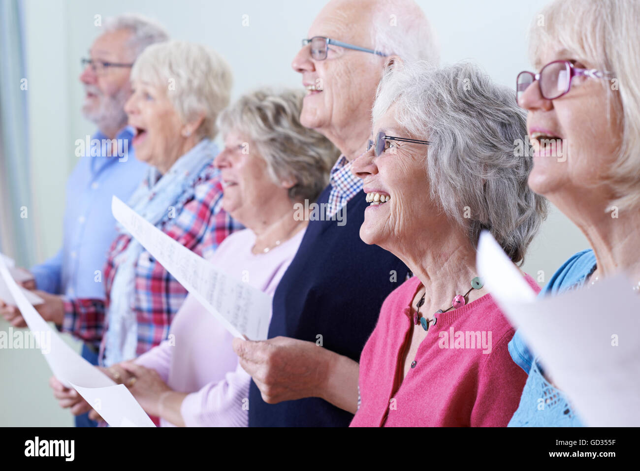 Group Of Seniors Singing In Choir Together Stock Photo Alamy