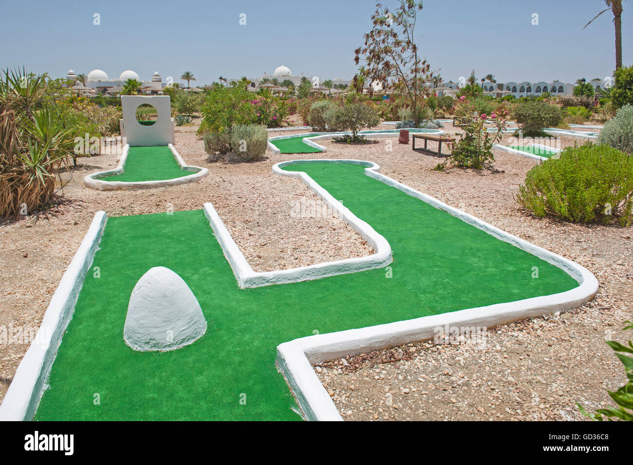 Mini Golf Course In Landscape Gardens Of Luxury Tropical Hotel