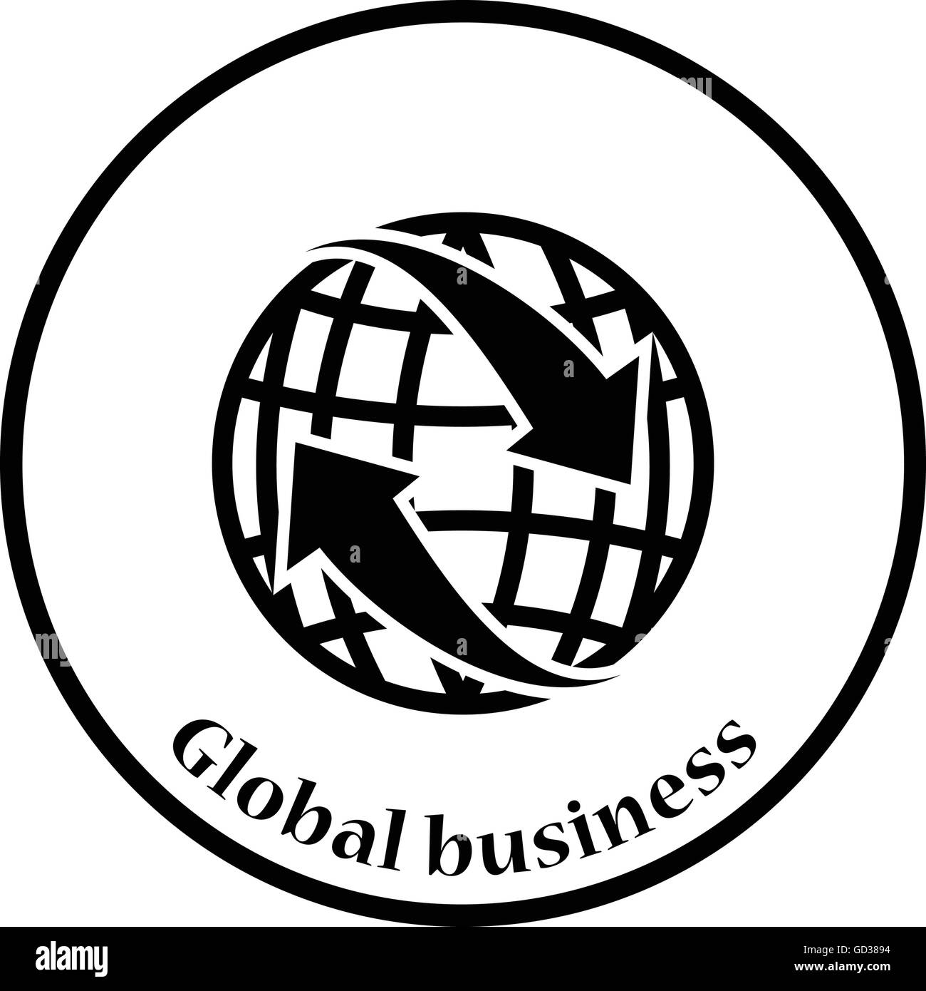 Icon of Globe with arrows. Thin circle design. Vector illustration ...