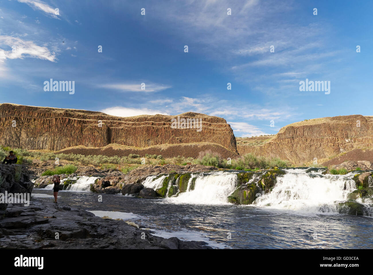 Halway along the trail to 'Palouse Falls' in  State Park, Washington, USA Stock Photo