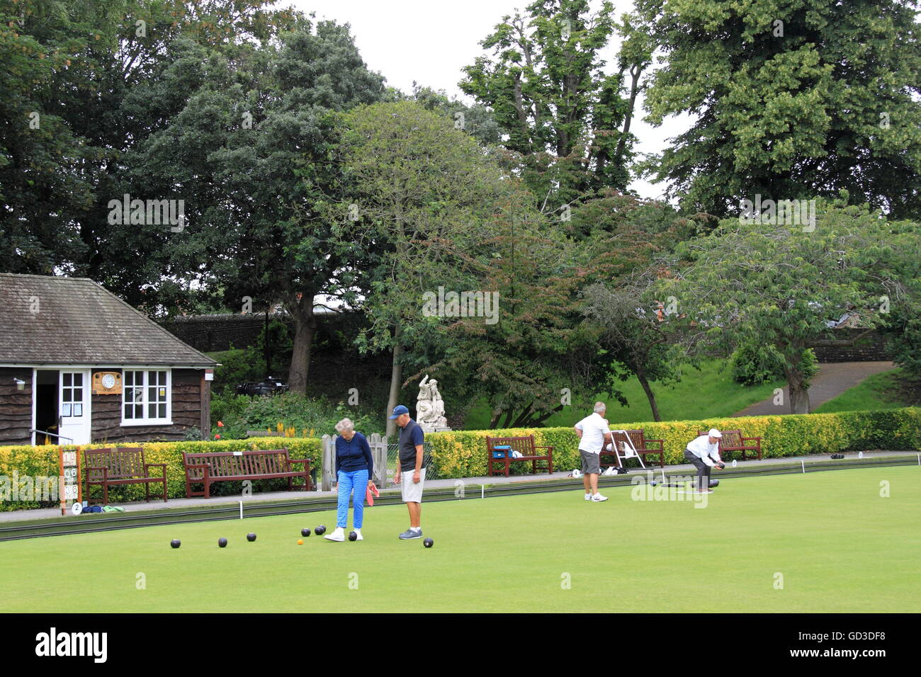 Chichester Bowling Club, Priory Park, West Sussex, England, Great Britain, United Kingdom, UK, Europe Stock Photo