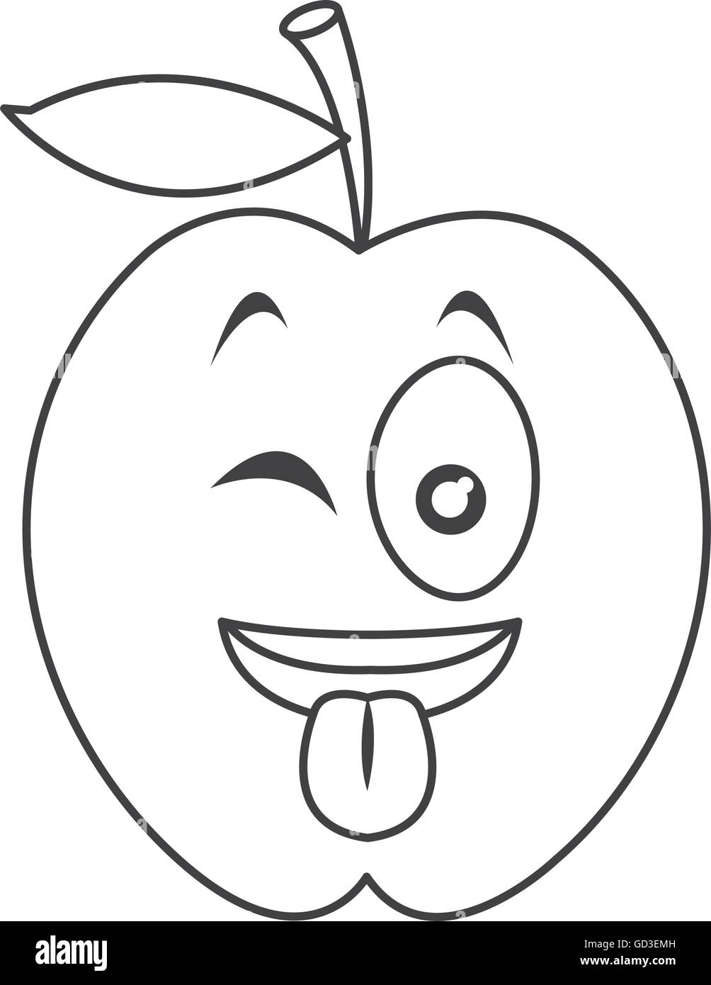 wink tongue out apple cartoon icon Stock Vector