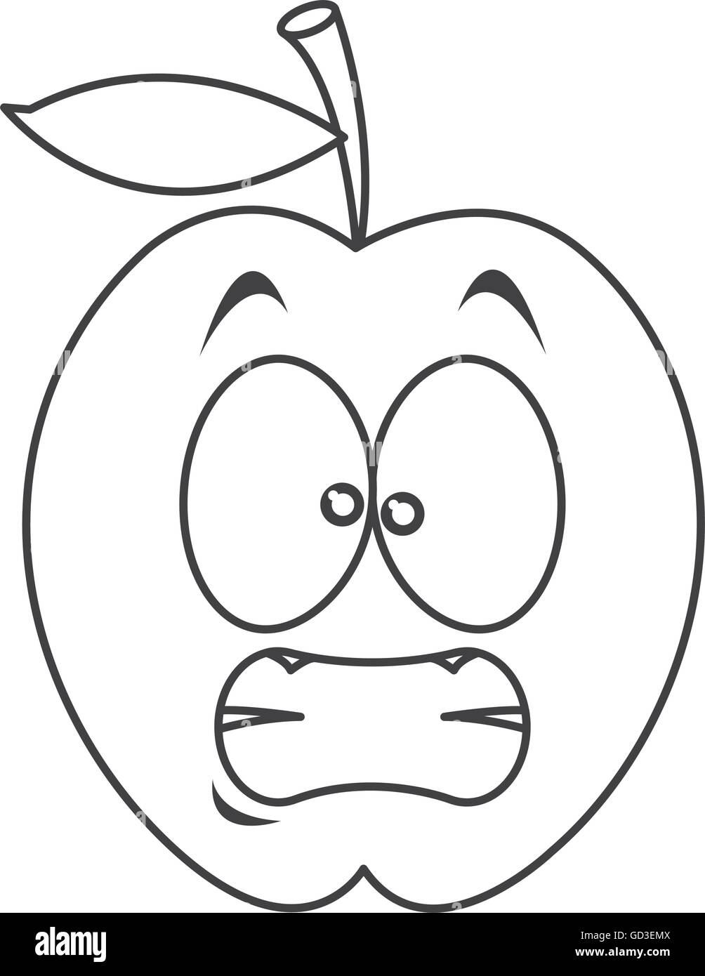 stressed apple cartoon icon Stock Vector