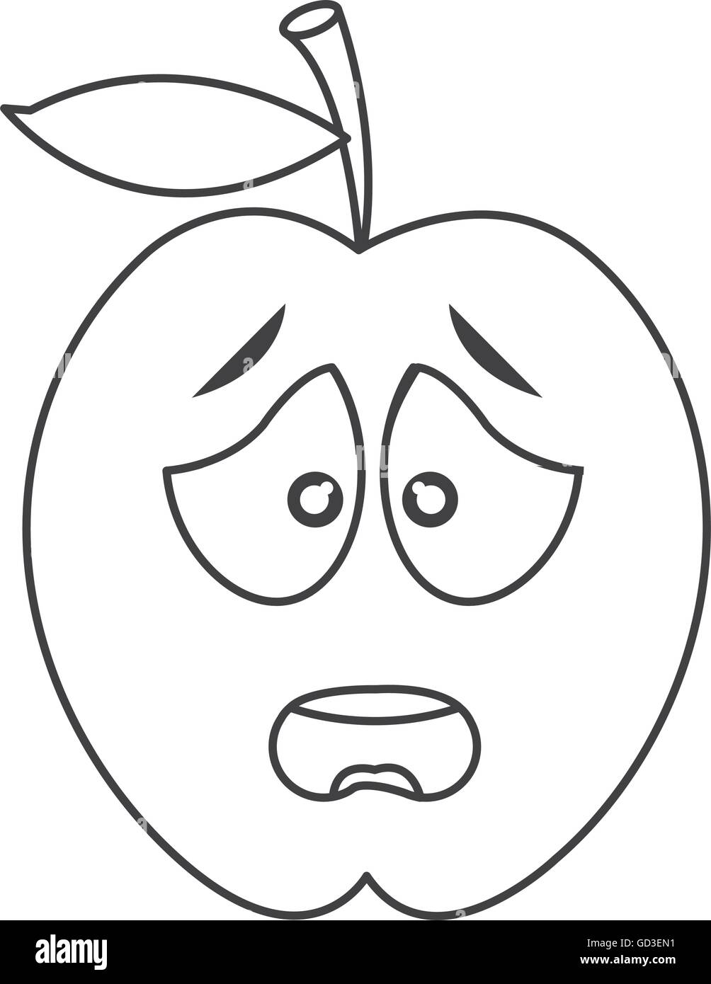 worried apple cartoon icon Stock Vector