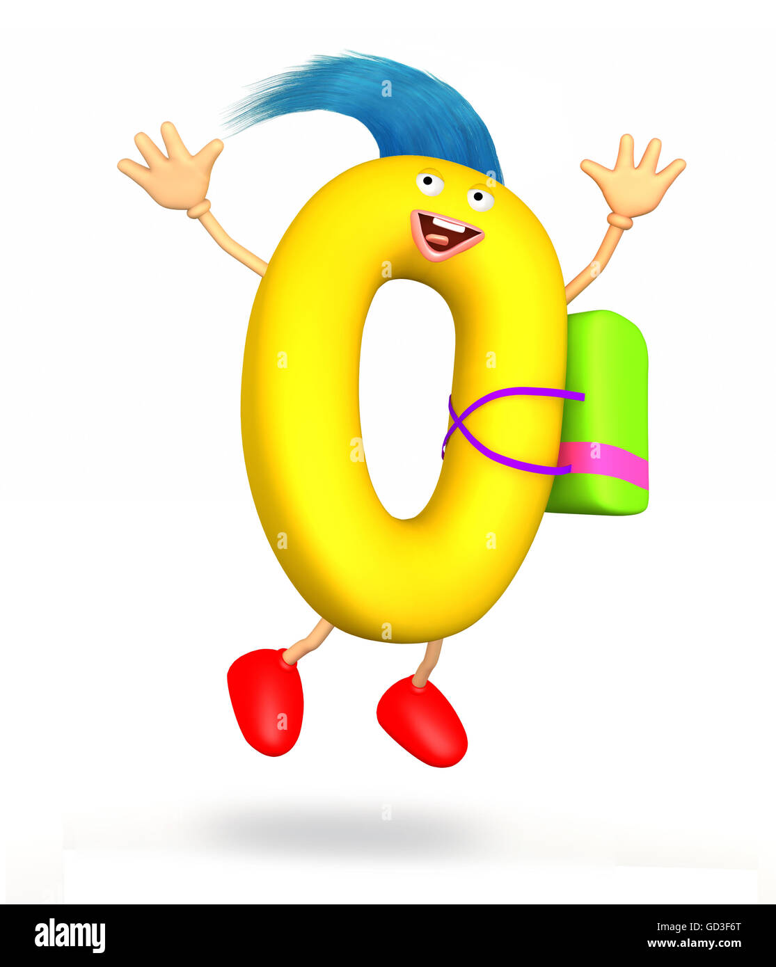 Funny cartoon character of zero digit - 3d illustration Stock Photo