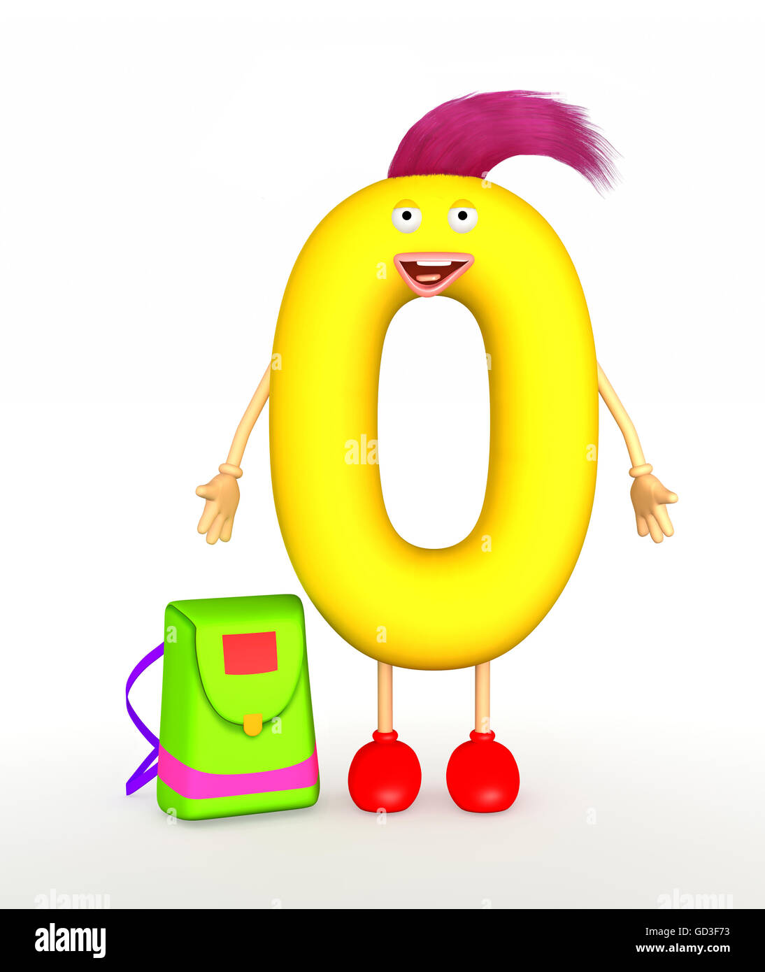 Cartoon character of zero digit standing - 3d illustration Stock Photo