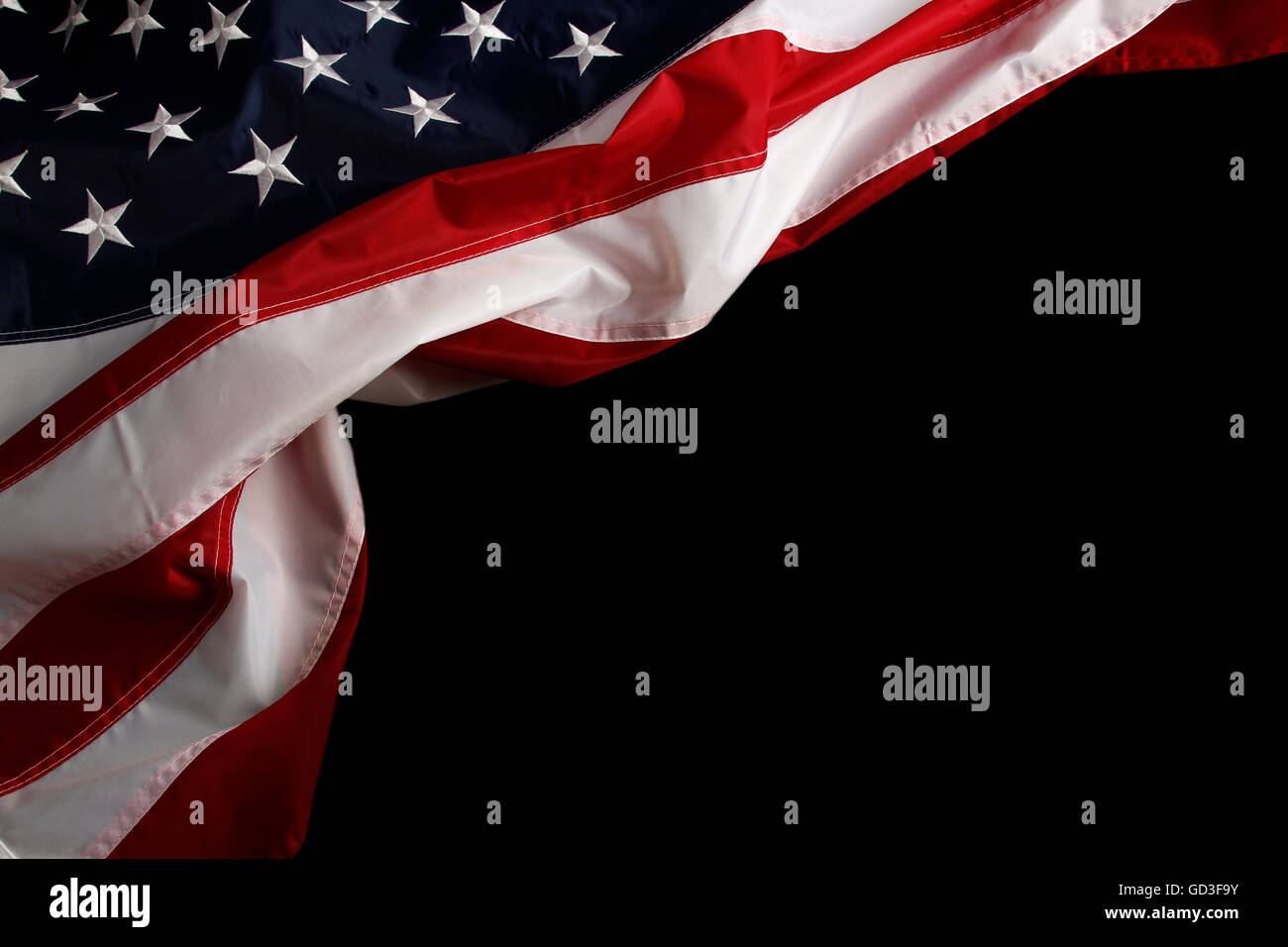 Closeup of American flag on black background Stock Photo Alamy