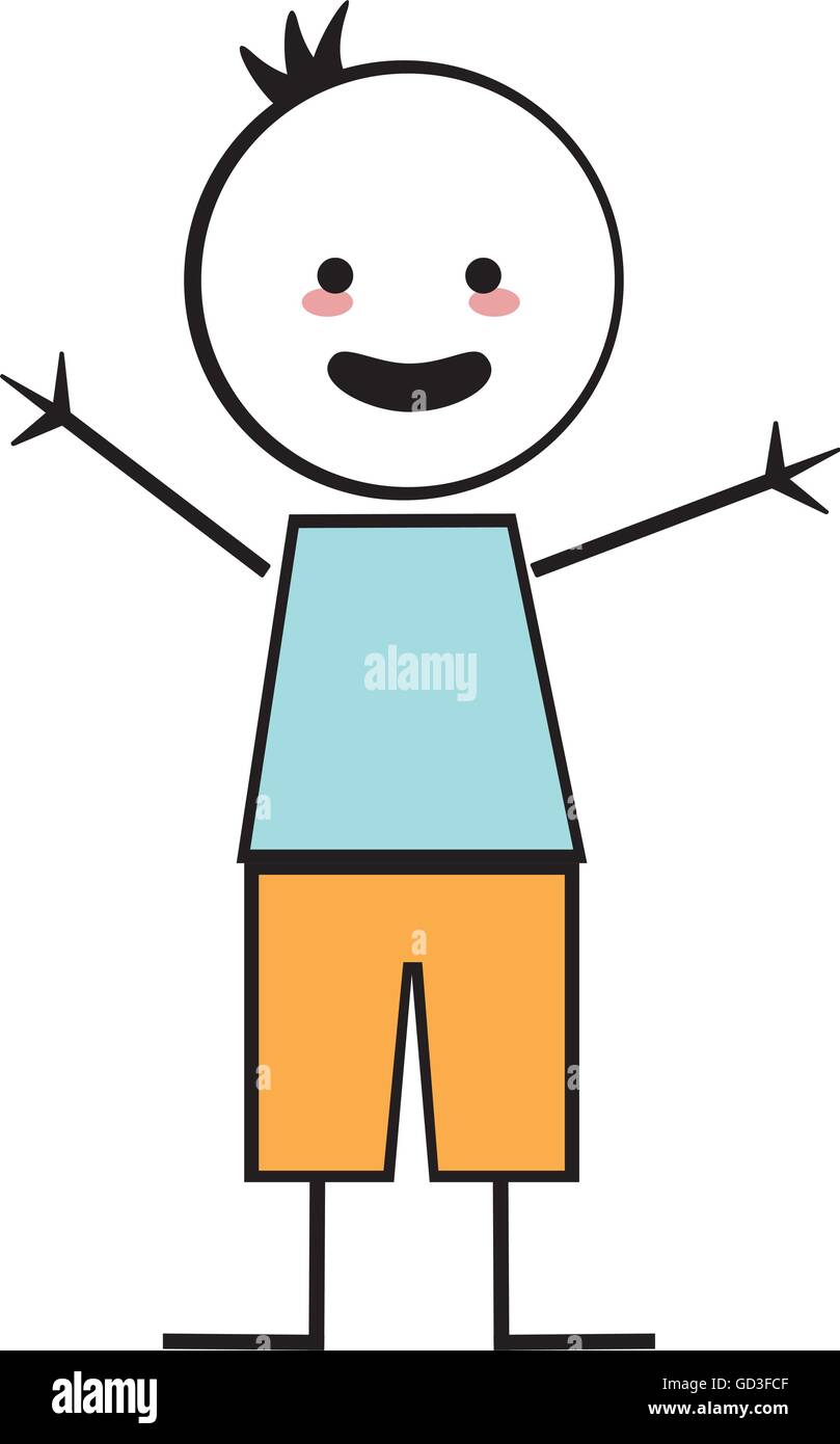 Download happy boy with open arms icon stick figure Stock Vector ...