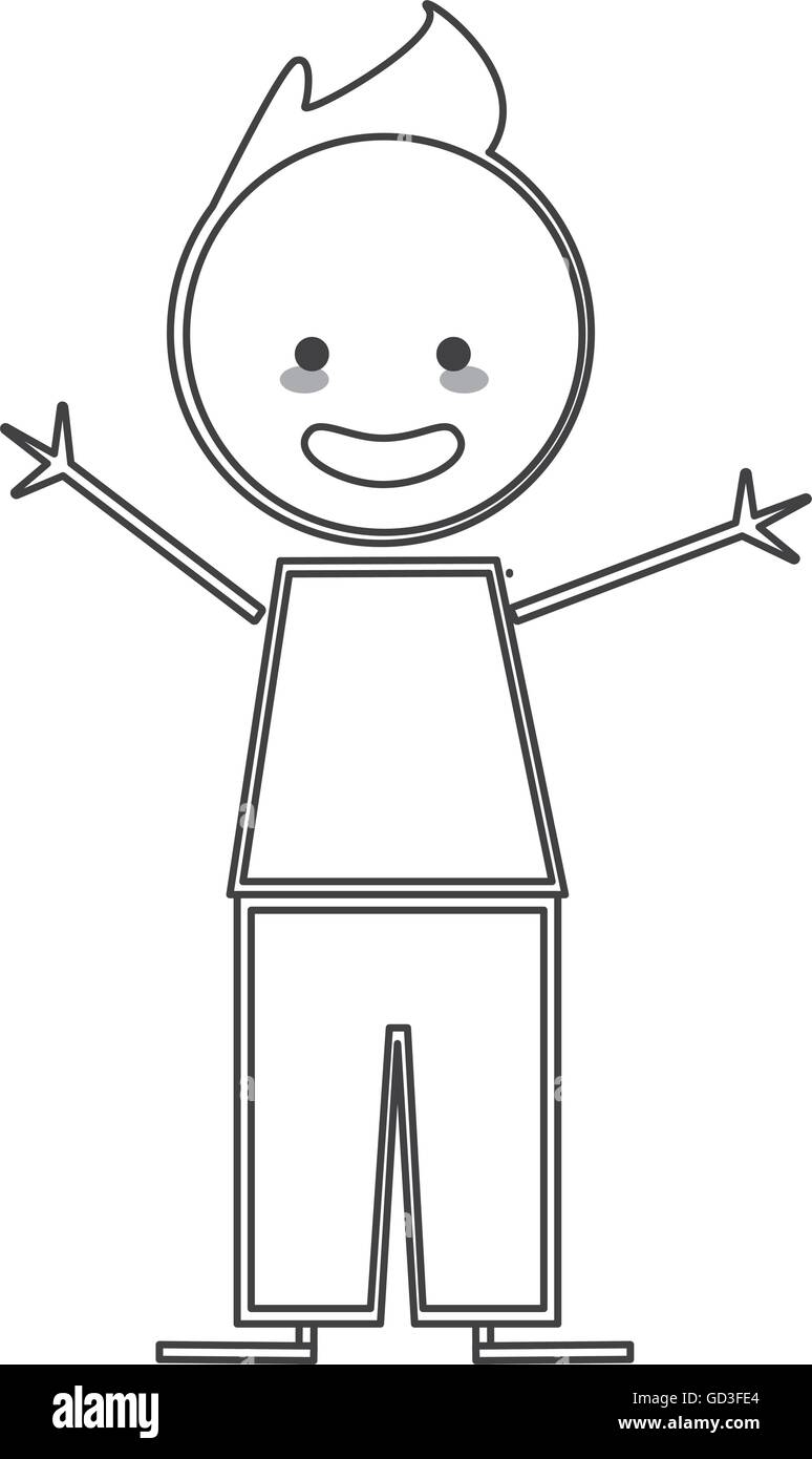 happy boy with open arms icon stick figure Stock Vector