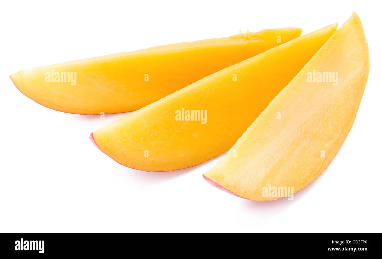 Mango slices. Isolated on a white background. Stock Photo
