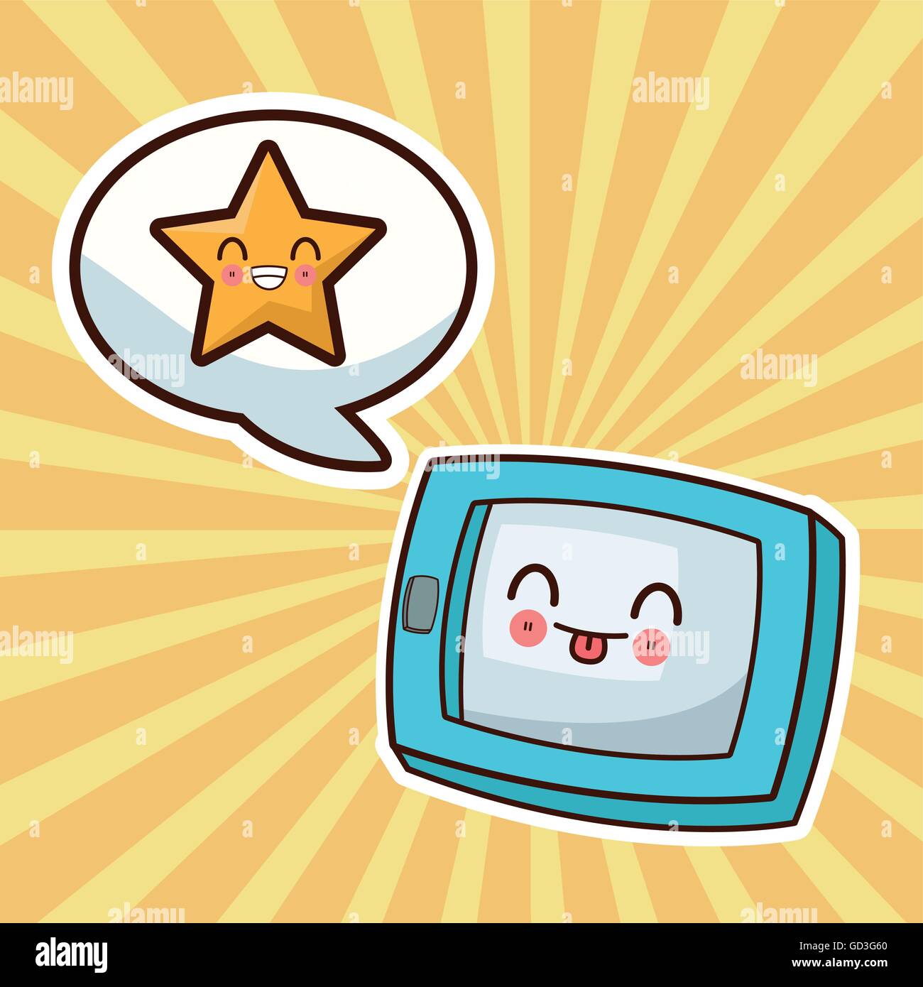 Kawaii cartoon. Technology and Social media. Vector graphic Stock Vector  Image & Art - Alamy