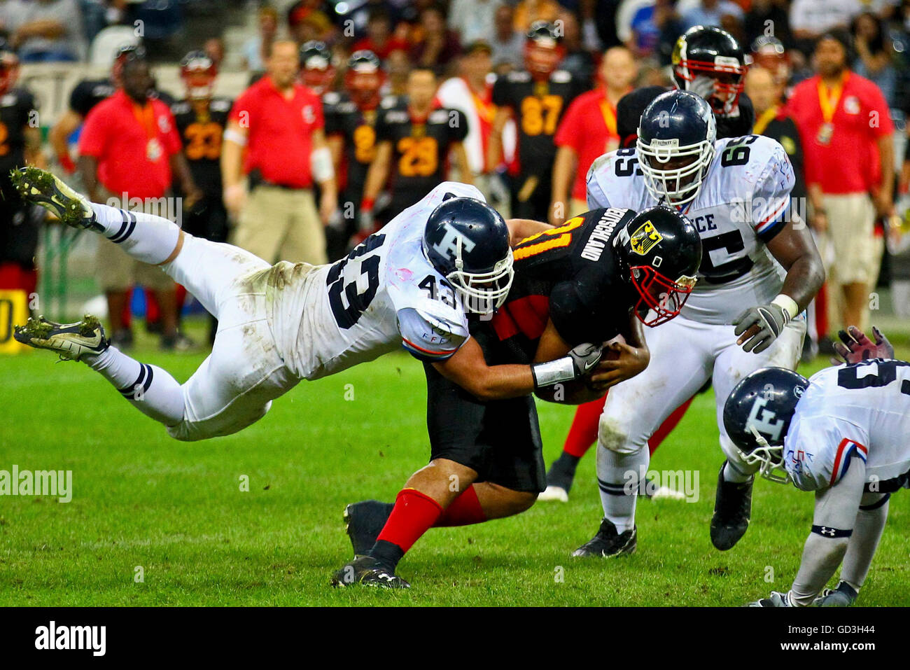 American Football, European Championship 2010, Germany vs. France in the Grand Final in the Commerzbank Arena, Frankfurt, Hesse Stock Photo