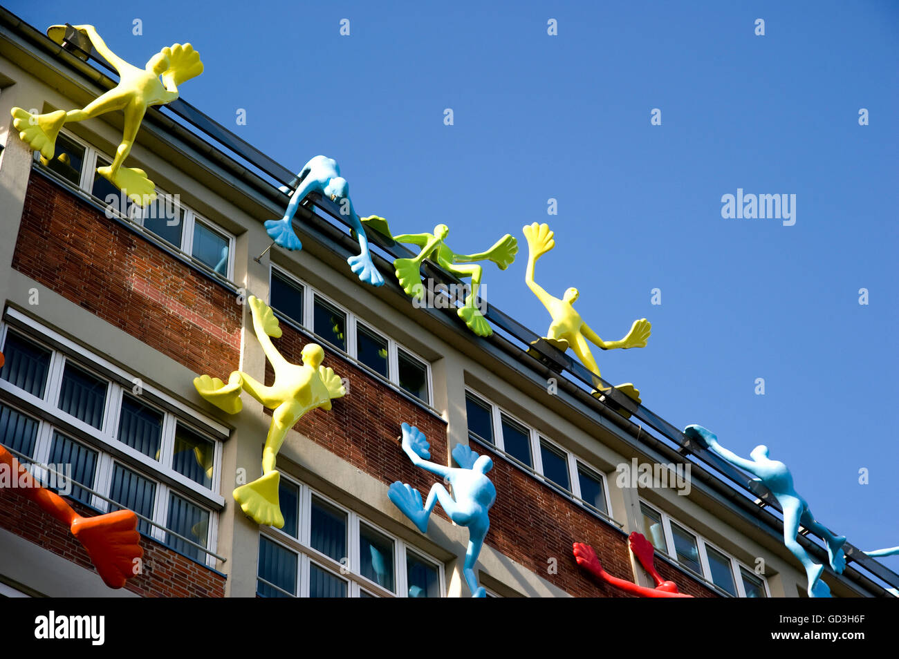 Flossis installation by Rosalie in the Medienhafen media harbour, Duesseldorf, North Rhine-Westphalia Stock Photo