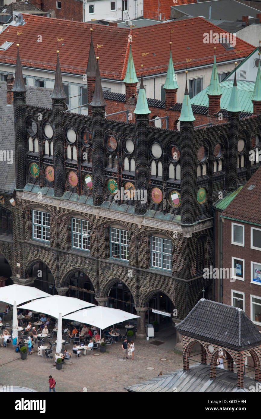 City hall, market place, Luebeck, SchleswigHolstein Stock Photo Alamy