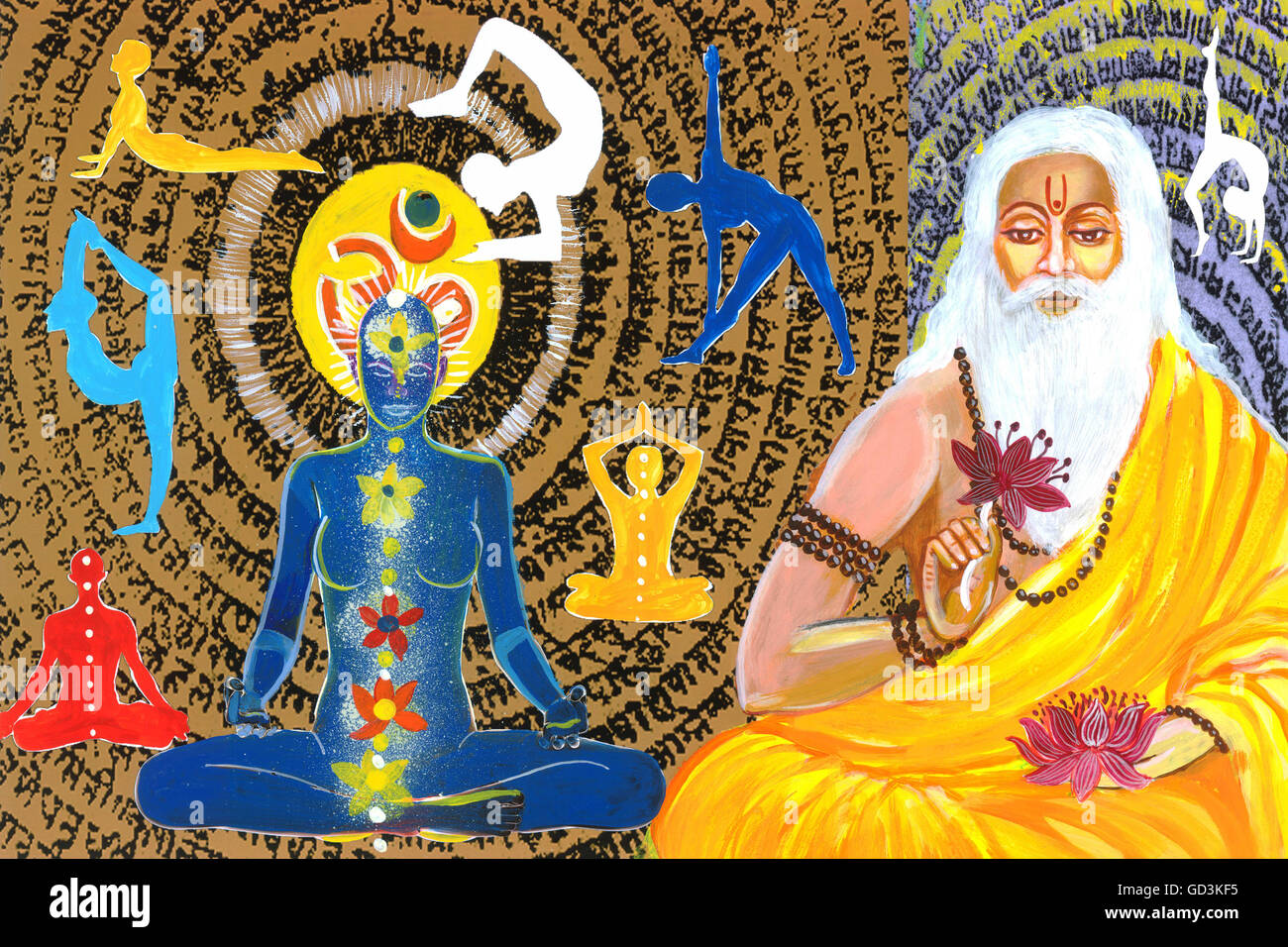 Acharya Patanjali painting, Patanjali, Gonardiya, Gonikaputra, author, Yoga sutra, father of yoga, India, Asia Stock Photo
