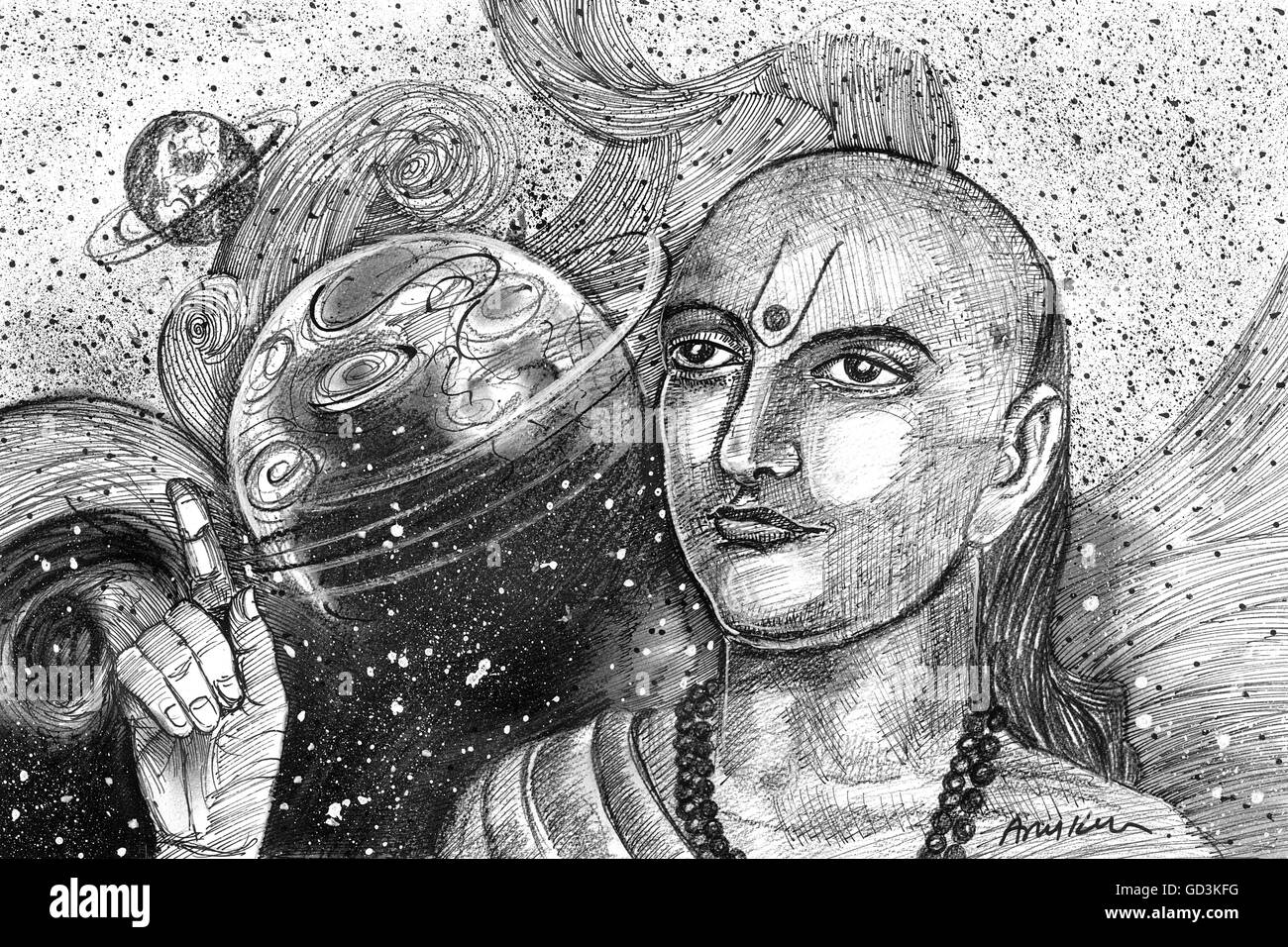 How to Draw Aryabhatta very easy step by step - YouTube