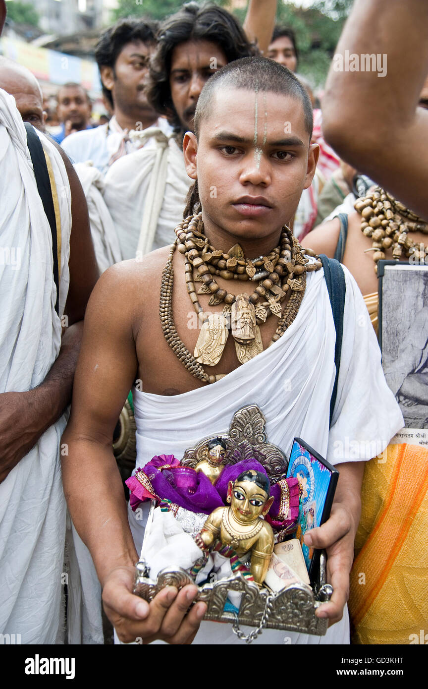 Pilgrim carries bal gopal idol, Nasik, maharashtra, india, asia Stock Photo