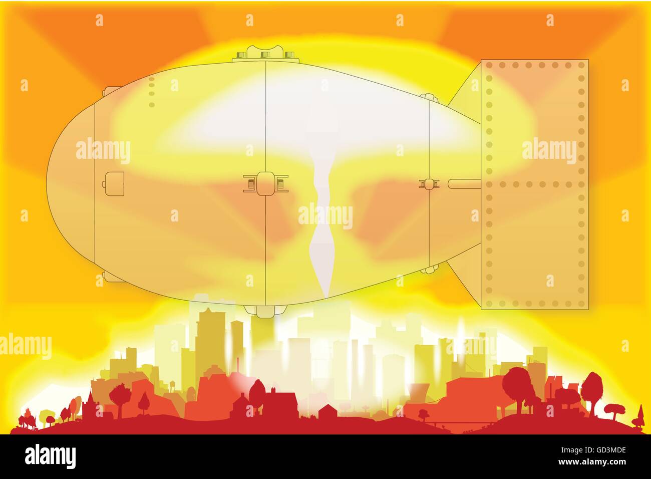 A hydrogen bomb blast with overlay of Fat Man hydrogen bomb Stock Vector