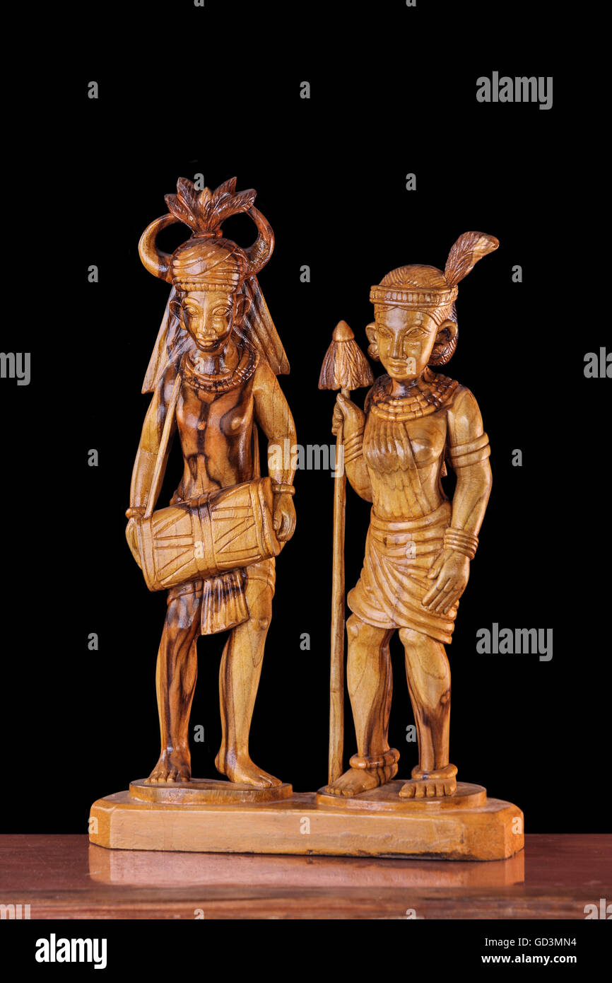 Wooden human figure, bastar, chhattisgarh, india, asia Stock Photo