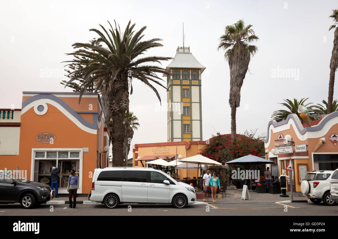 Swakopmund Town Centre, Ankerplatz on Sam Nujoma Avenue in Namibia Stock Photo
