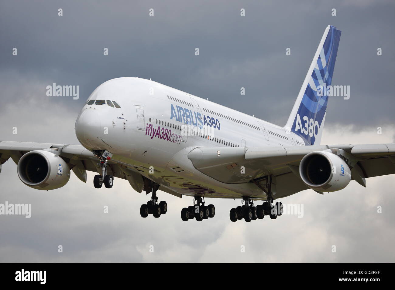 Farnborough, UK. 11th July, 2016. Airbus demonstrated its A380 Credit:  Uwe Deffner/Alamy Live News Stock Photo