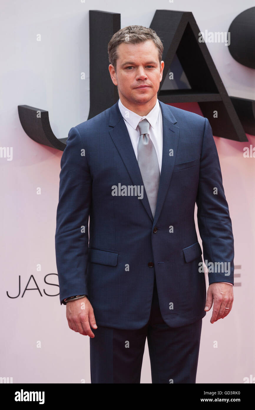 London, UK. 11 July 2016. Actor Matt Damon. Red carpet arrivals for the European Premiere of the Universal movie Jason Bourne (2016) in London's Leicester Square. Credit:  Bettina Strenske/Alamy Live News Stock Photo