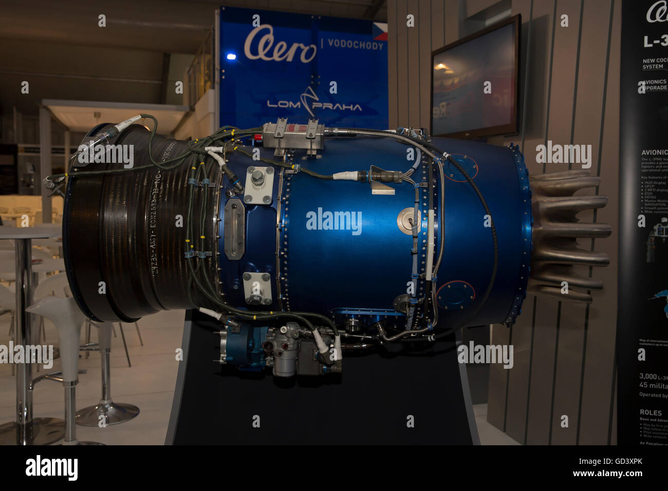 Farnborough, UK. 11th July, 2016. Farnborough International Airshow 2016 officially opens to the aviation trade, Aerospace engine on display. Credit:  Keith Larby/Alamy Live News Stock Photo
