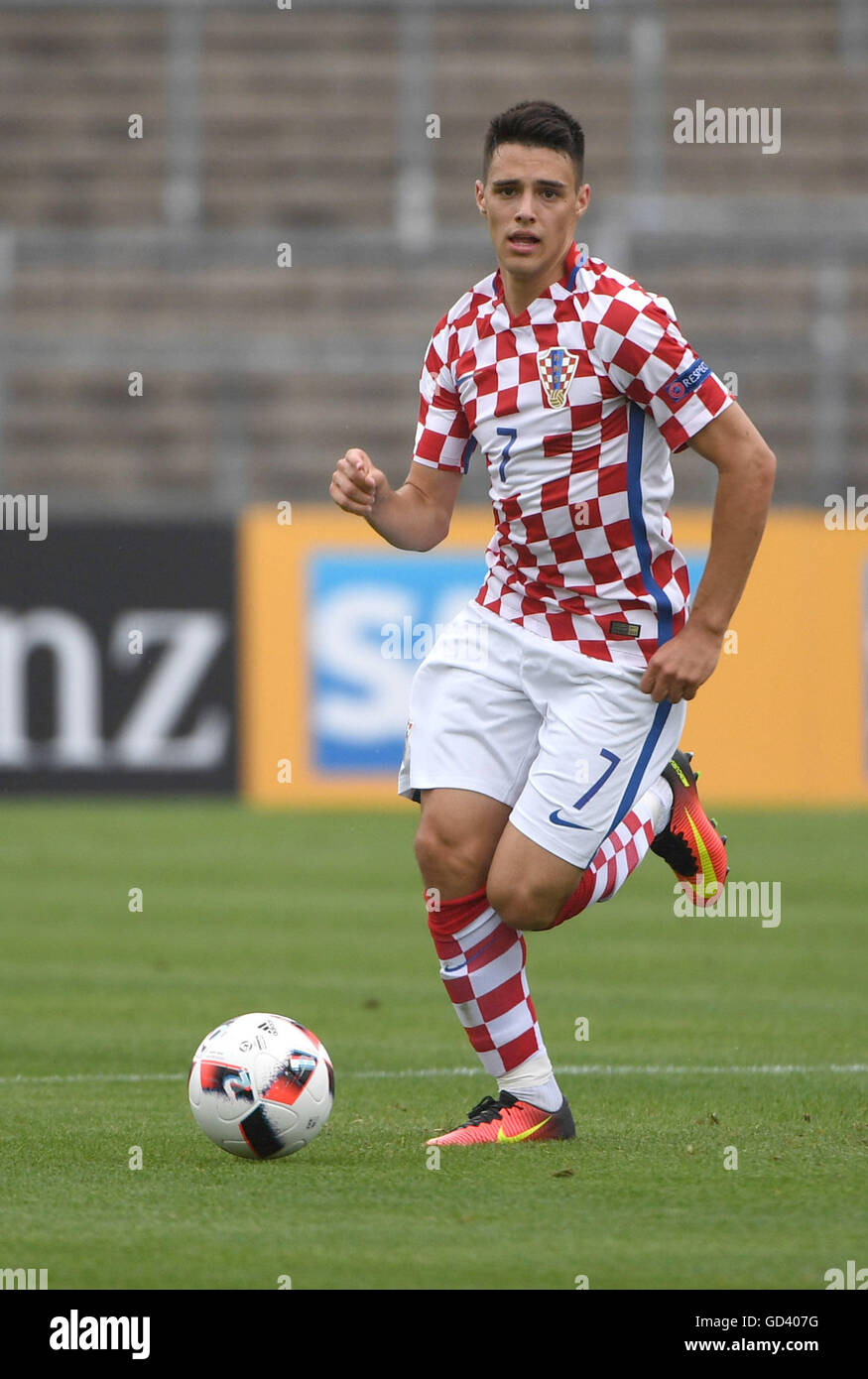 Ulm, Germany. 12th July, 2016. Croatia's Josip Brekalo in action during