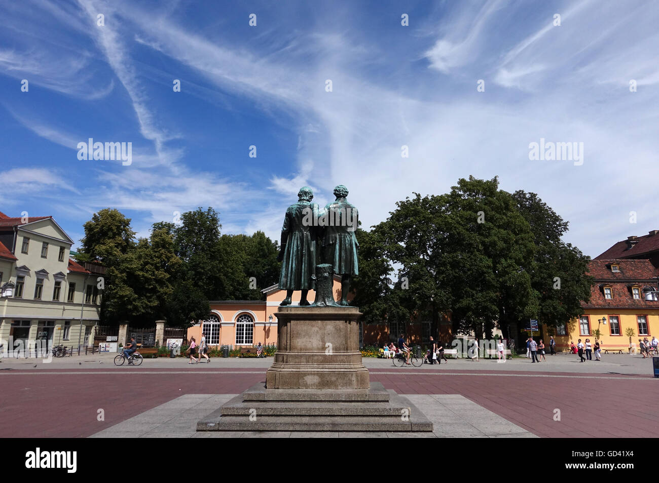 Weimar, Germany. 10th July, 2016. The Goethe and Schiller monument at ...