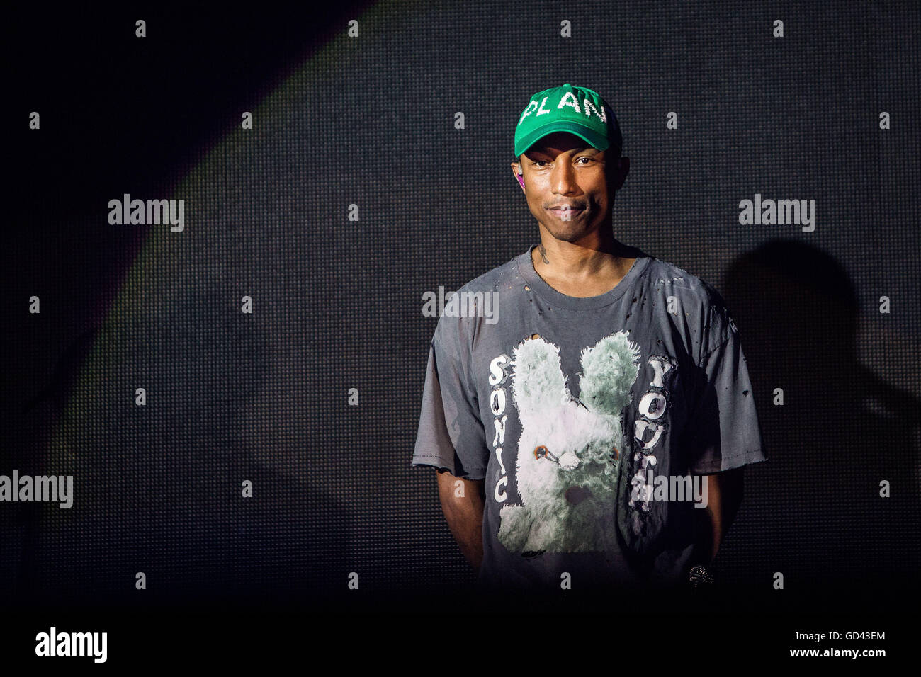 Assago Milan, Italy 12th July 2016 Pharrell Williams performs live at Street Music Art Festival 2016 Credit:  Roberto Finizio/Alamy Live News Stock Photo