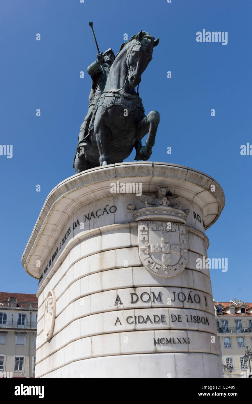 Statue of   King John I, in Praça da Figueira, Lisbon, Portugal Stock Photo