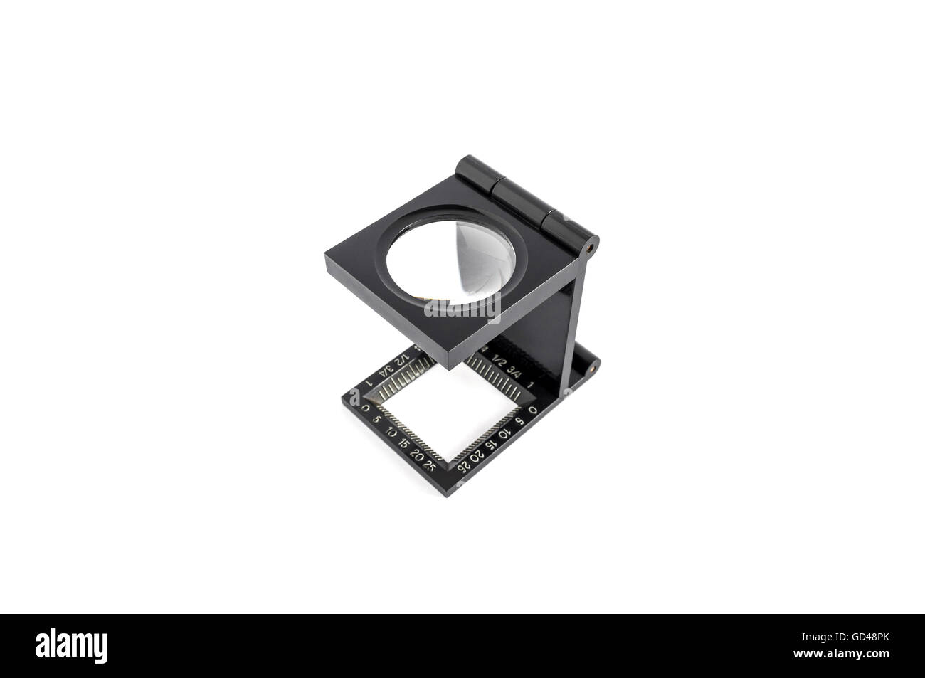 The magnifying glass standing usage for test printing. isolated on ...