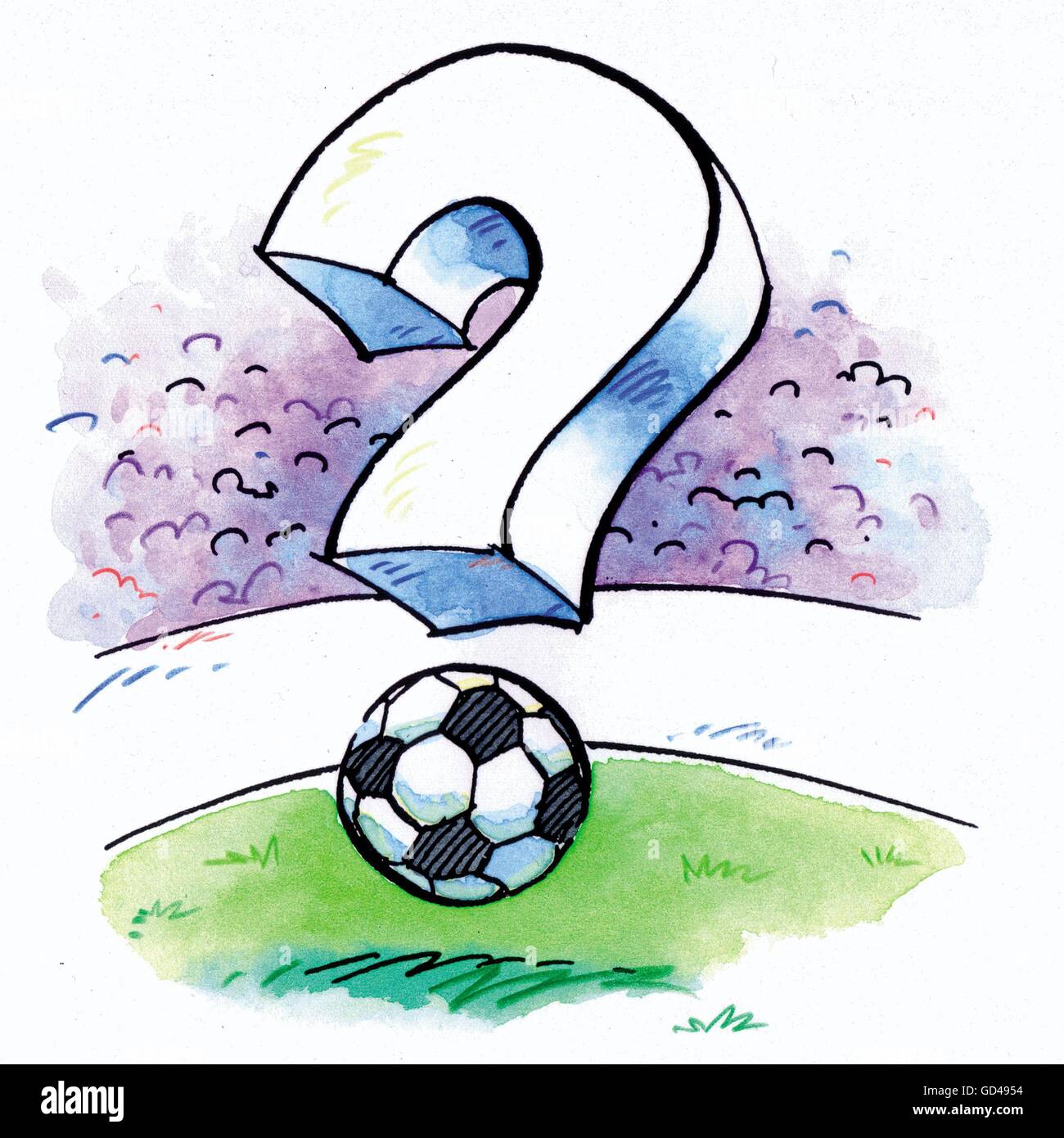 Soccer ball with exclamation mark Stock Photo Alamy