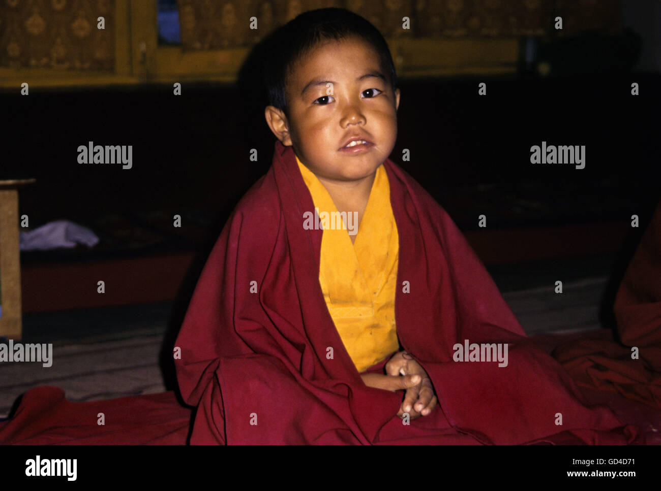 Monk child, Tabo gompa Stock Photo