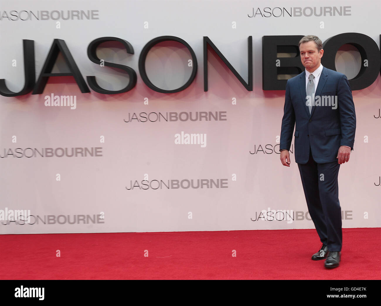 Matt Damon attends the Jason Bourne film premiere in London, July 11, 2016 Stock Photo