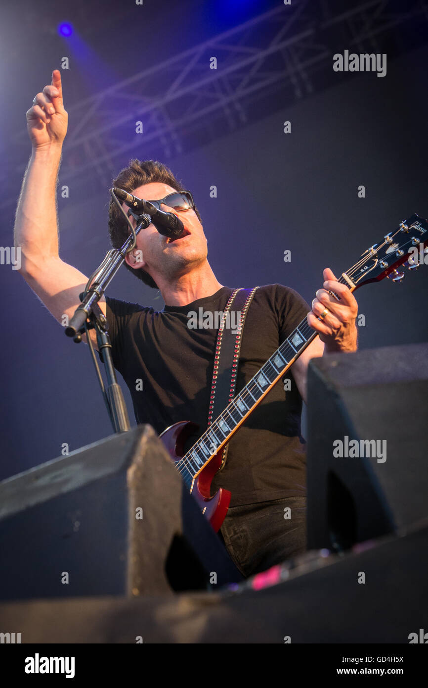 Monza Italy. 09 July 2016. The Welsh rock band STEREOPHONICS performs live on stage at Parco di Monza during the I-Days Festival Stock Photo