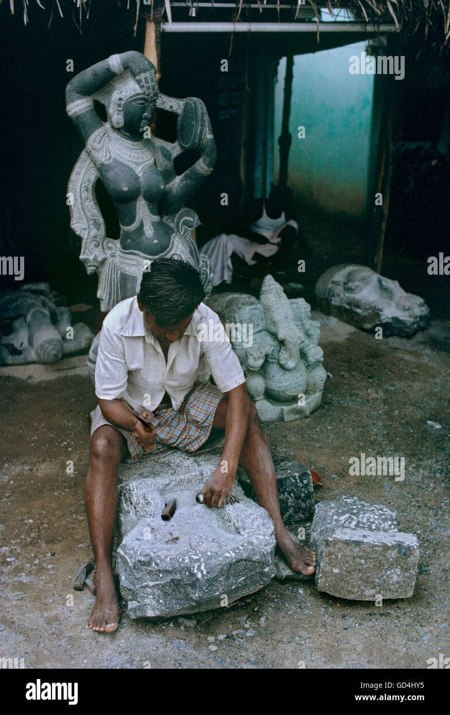 Stone carver Stock Photo Alamy