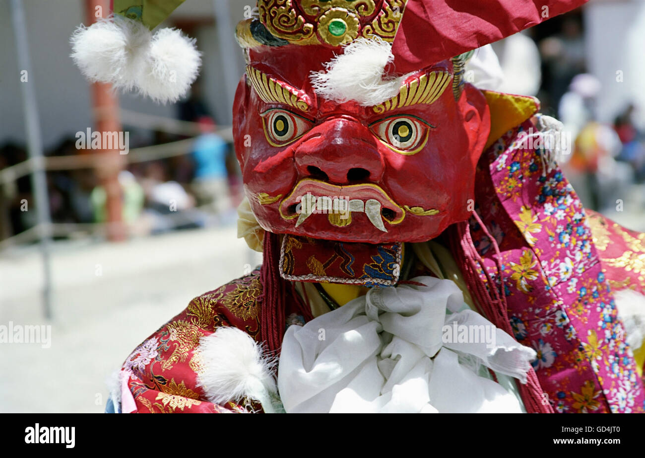 Monk with a mask dancing Stock Photo - Alamy