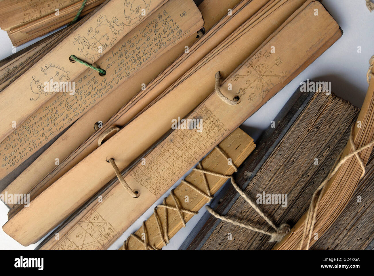 Palm leaf manuscripts Stock Photo
